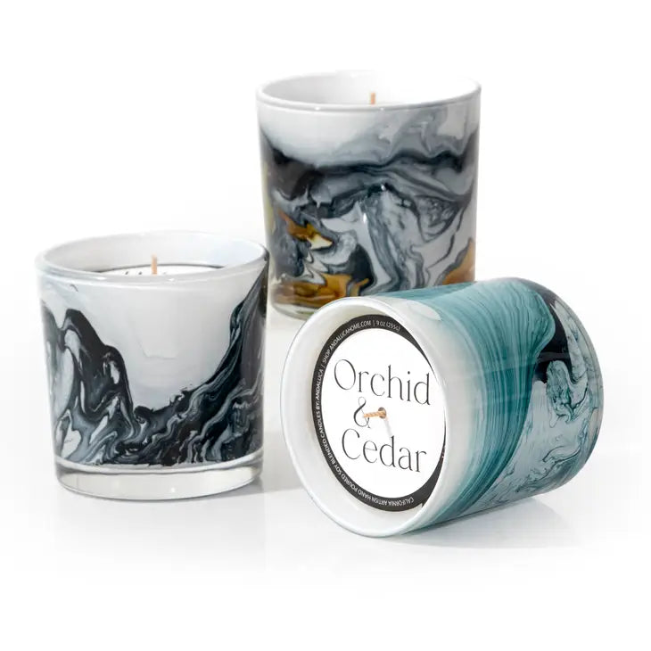Swirl Glass Candle - Orchid & Cedar - Sprigbox